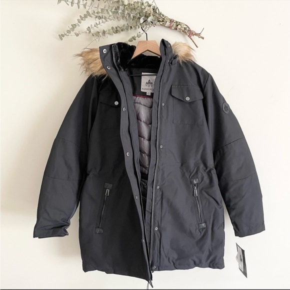 NWT Nordstrom’s RAINFOREST Oxford Nylon Fur Trim Lined Thermoluxe Anorak Coat M - Picture 7 of 15